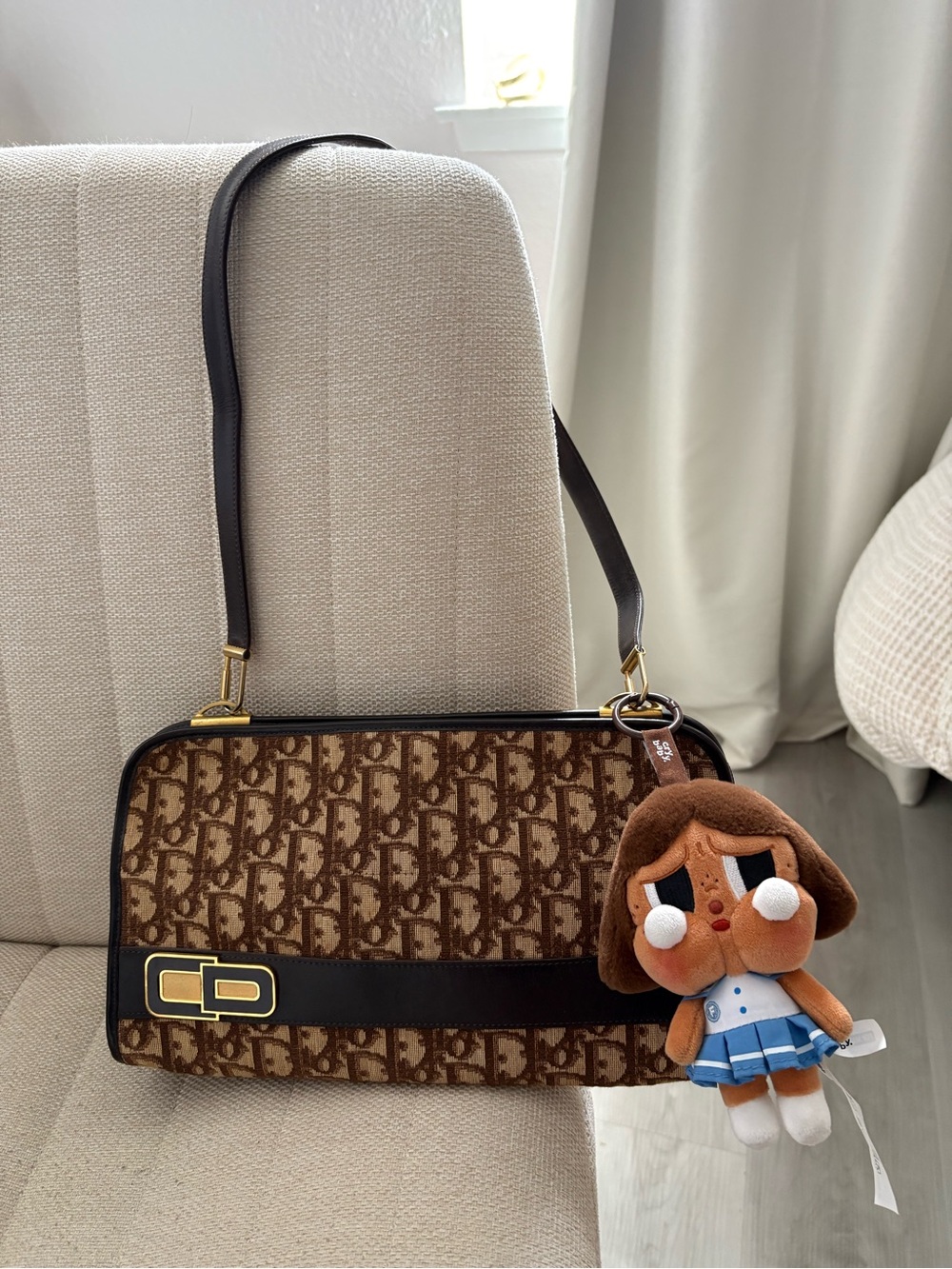 Vintage Dior Dark Brown Monogram Shoulder Bag